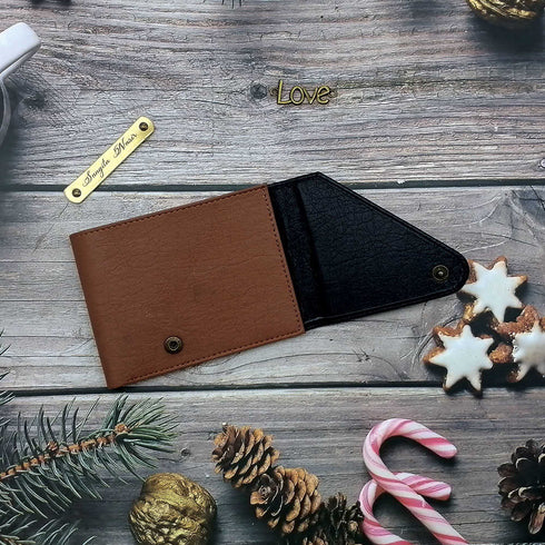 Personalised 3 Fold Men's Wallet With Charm - Black & Brown - Uncommongifts.in