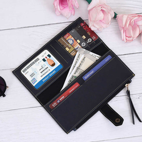 Personalised Women's Wallet With Charm - Black - Uncommongifts.in