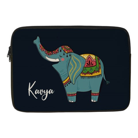 Personalised Small Elephant Printed Laptop Sleeve/Cover - Uncommongifts.in
