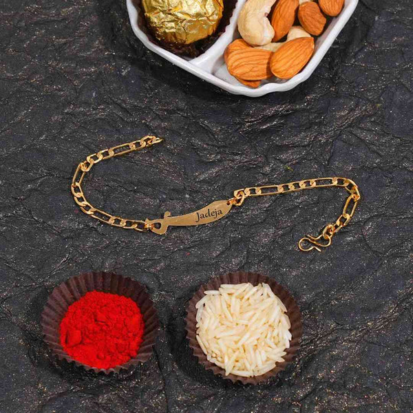 Personalised Gold Bracelet Rakhi For Brother