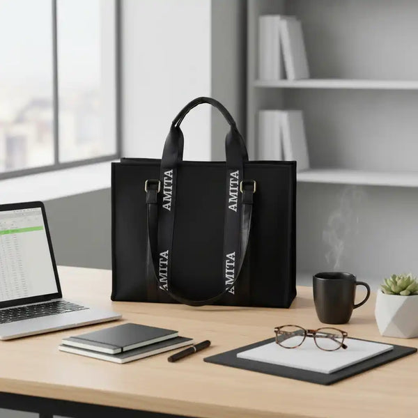 All Black Allure Personalised Woody Handbag