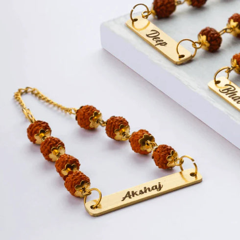 Customize Rudraksh Chain Rakhi Set of 2