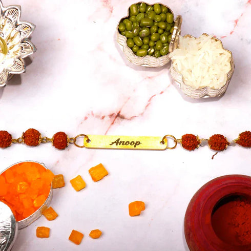 Customize Rudraksh Chain Rakhi Set of 2