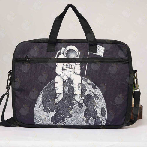 Astronaut Printed Canvas Laptop Bag - 15.6 inch