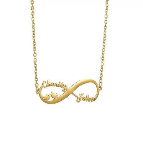 Personalised Infinity With Birds Name Pendant - Uncommongifts.in