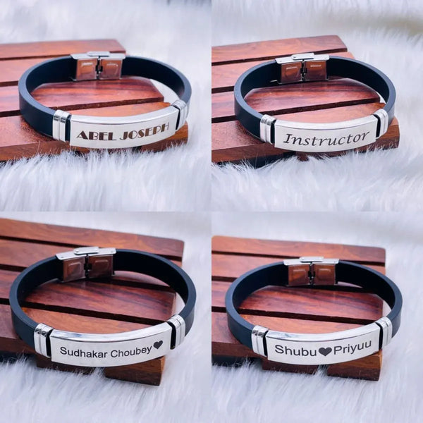 Personalized Letter Engraved Wrist Band Bracelet for Men