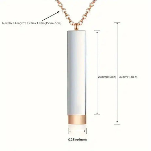 Silver Plated Personalized 3D Bar Pendant - Unisex