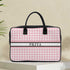 Baby Pink Geometric Customised Canvas and PU Laptop Bag - Uncommongifts.in