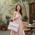 Baby Pink Geometric Printed Personalised Box Tote Bag