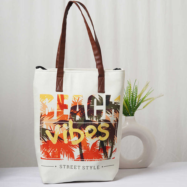 Beach Vibes Personalised Printed Structured Tote Bag