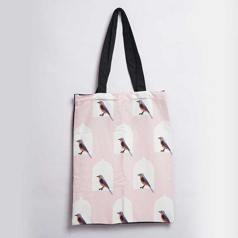 Bird Printed Tote Bag