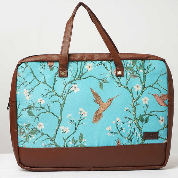 Birds Printed Canvas & PU Laptop Bag Fit 15.6 Inch Laptop
