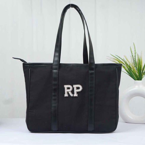 Black Dazzle Personalised Handbag - Uncommongifts.in