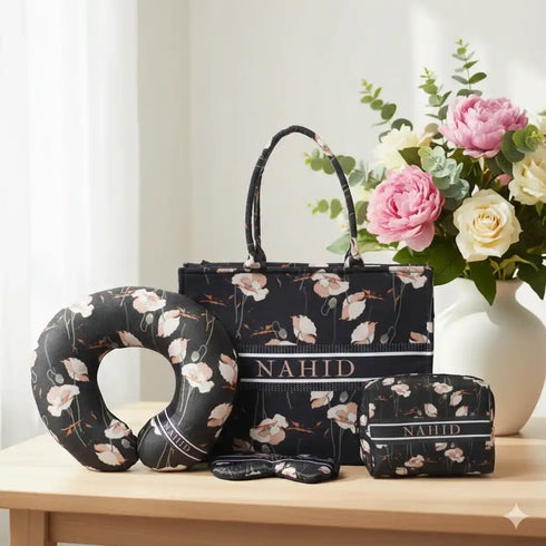 Black Floral Personalised Combo Gift Set