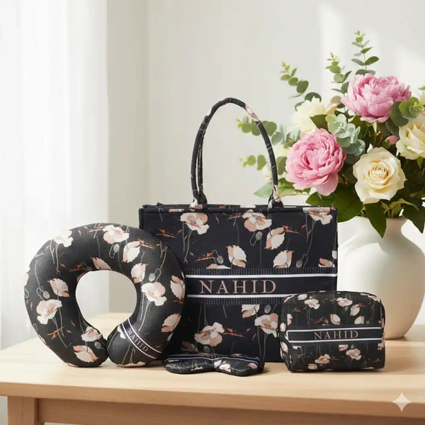 Black Floral Personalised Combo Gift Set
