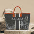 Black Floral Printed Personalised Luna Handbag
