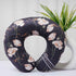 Black Floral Printed Personalized Neck Pillow - Uncommongifts.in