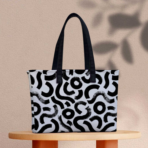 Black Maze Print Women's Office Bag - Uncommongifts.in