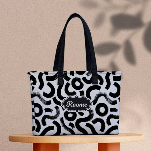 Black Maze Print Women's Office Bag - Uncommongifts.in