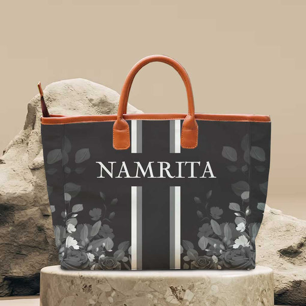 Black Strap Printed Personalised Luna Handbag