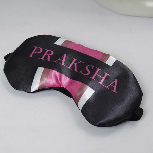 Black & Pink Strap Printed Personalized Eye Masks - Uncommongifts.in