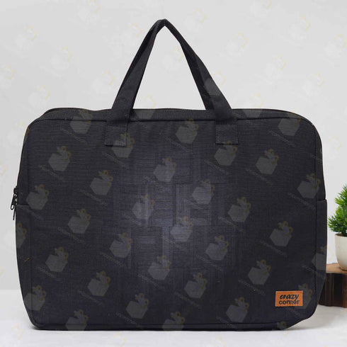 Black Printed Canvas Laptop Bag - 15.6 inch