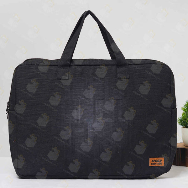 Black Printed Canvas Laptop Bag - 15.6 inch