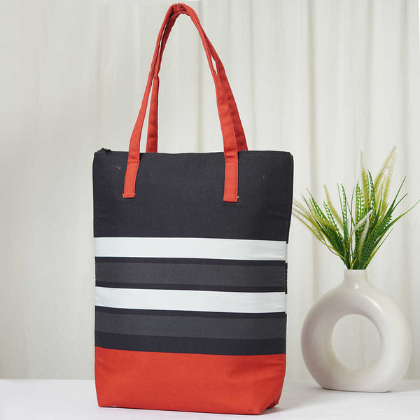 Black & Red Printed Oversized Shopper Tote Bag - Uncommongifts.in