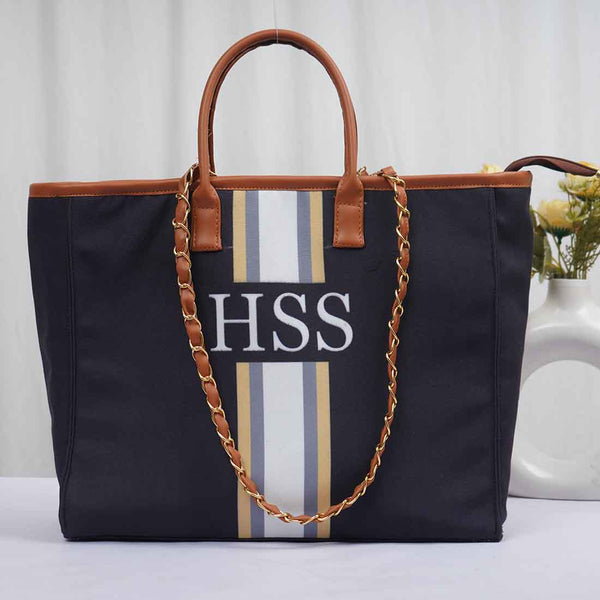 Black & White Luna Personalised Handbag - Uncommongifts.in