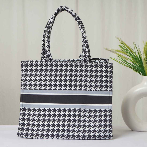 Black & White Printed Oversized Shopper Box Bag - Uncommongifts.in