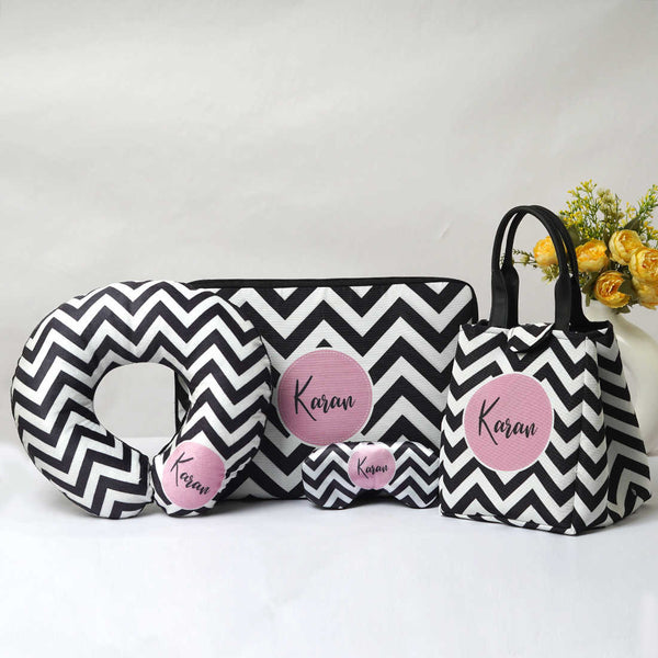 Black & White Printed Personalised Laptop Sleeve/Cover Combo Gift Set - Uncommongifts.in