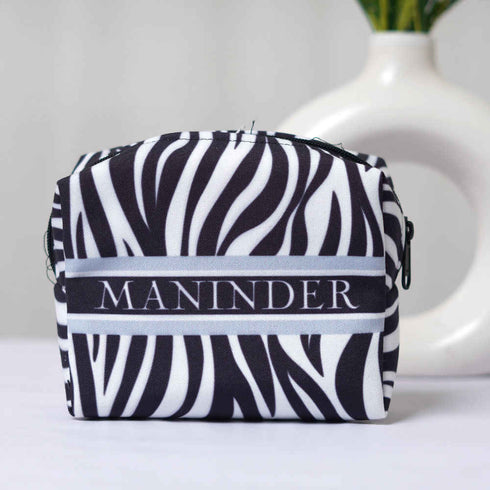 Black & white Animal Printed Box Pouch