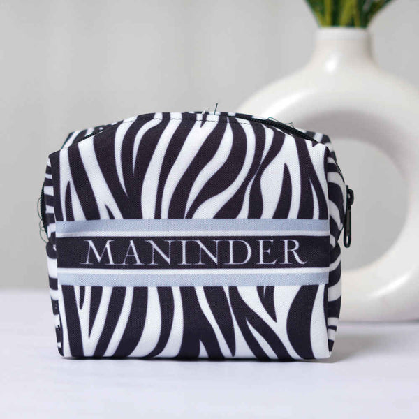 Black & white Animal Printed Box Pouch