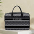 Black and White Stripes Printed Canvas and PU Laptop Bag - Uncommongifts.in