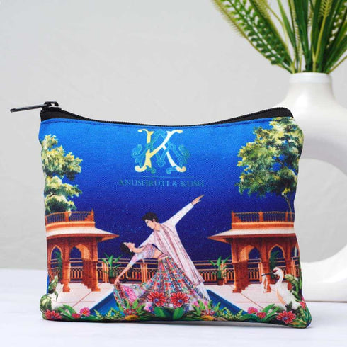 Blue Floral Printed Personalised Wet Pouch