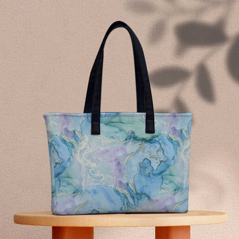 Blue Marble Print Women's Office Bag - Uncommongifts.in