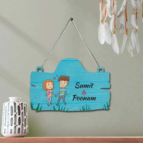 Blue Personalised Couples Wall Hanging - Uncommongifts.in