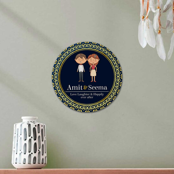 Blue Personalised Couples Wall Hanging - Uncommongifts.in