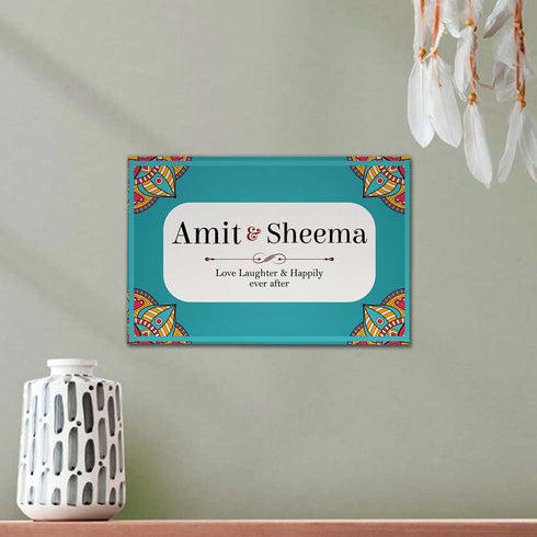 Blue Personalised Couples Wall Hanging - Uncommongifts.in