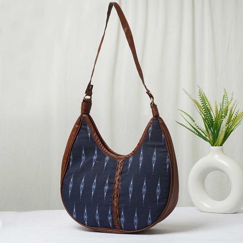 Blue Printed Half Moon Hobo Bag - Uncommongifts.in