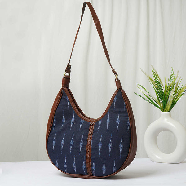 Blue Printed Half Moon Hobo Bag - Uncommongifts.in