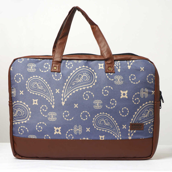 Blue Deigned Printed Canvas & PU Laptop Bag Fit 15.6 Inch Laptop
