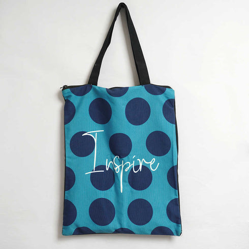 Blue Dots Printed Tote Bag