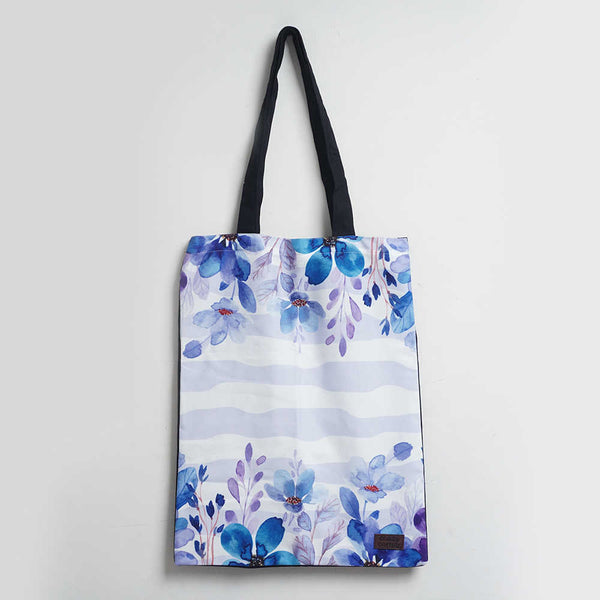 Blue Flowers Printed Tote Bag