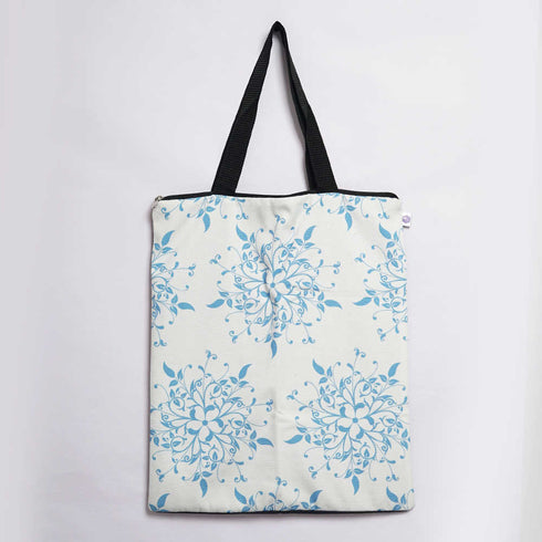 Blue Flowers Printed Tote Bag