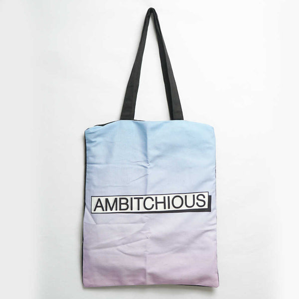 Blue & Pink Printed Tote Bag