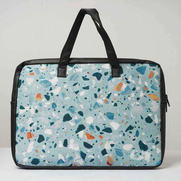 Blue Printed Canvas & PU Laptop Bag Fit 15.6 Inch Laptop