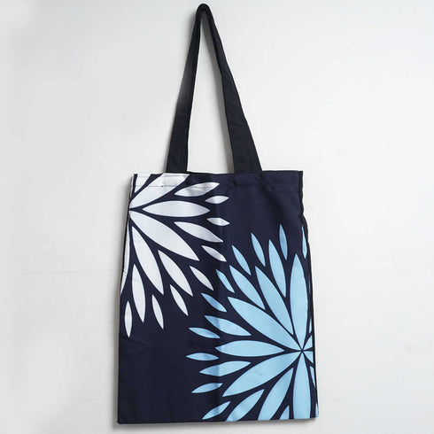 Blue & White Floral Printed Tote Bag