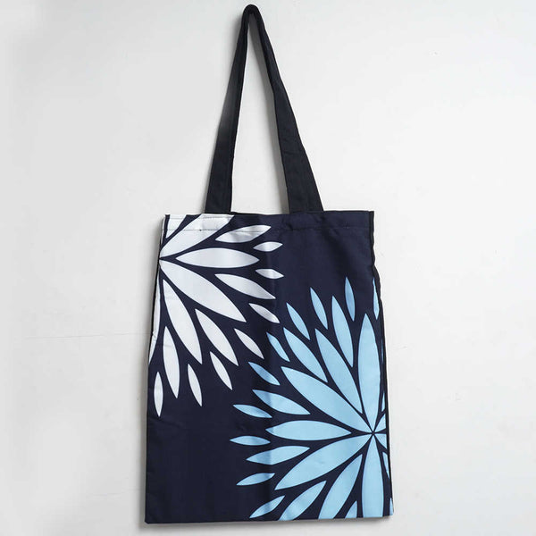 Blue & White Floral Printed Tote Bag