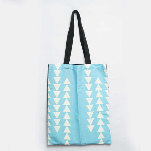 Blue & White Printed Tote Bag